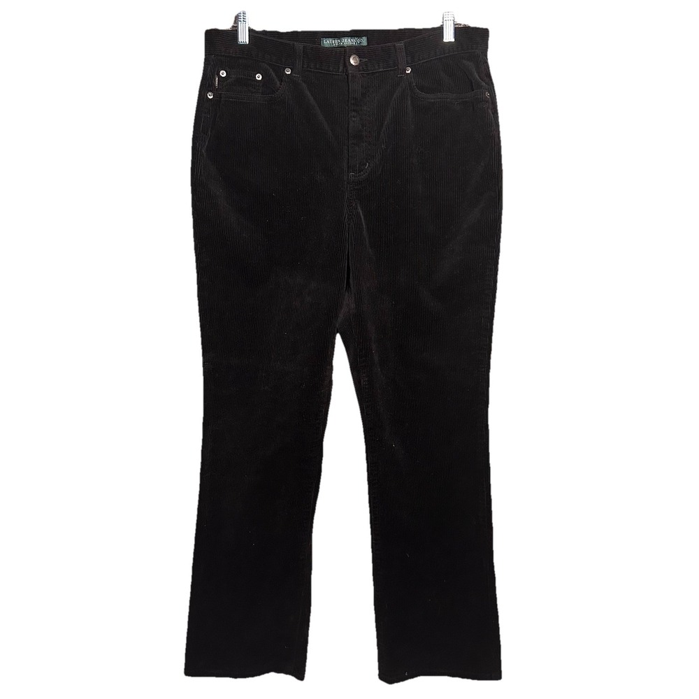 Lauren Jeans Co. Ralph Lauren Womens Black Corduroy Pants Size 14 98% Cotton / 2